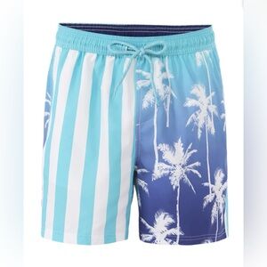 NWT - Blue Mixed Pattern Swim Shorts 6” Inseam